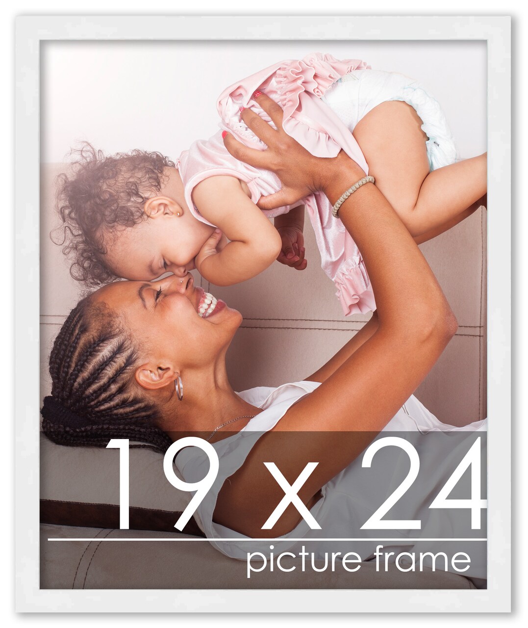 19x24 White Wood Picture Frame - UV Acrylic, Foam Board Backing, Hanging Hardware